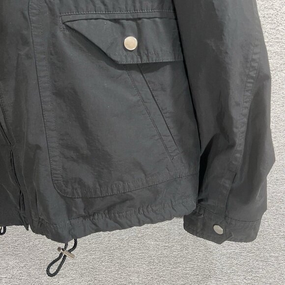 Talbots Jacket Women Sz Medium Black Full Zip Hooded Mesh Lined Fall Spring Coat - Picture 6 of 13